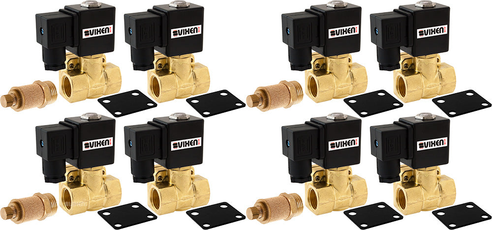 VIXEN AIR VXF4012M-8 12V 1/2″ NPT HIGH FLOW ELECTRIC AIR VALVE (8-PACK) WITH FOUR 1/2" FLOW/DUMP CONTROL VALVE image 0