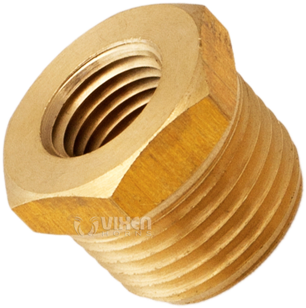 VIXEN HORNS VXA1214-8 1/2" NPT MALE TO 1/4" NPT FEMALE BRASS THREAD REDUCER FITTING (8 PACK) image 1