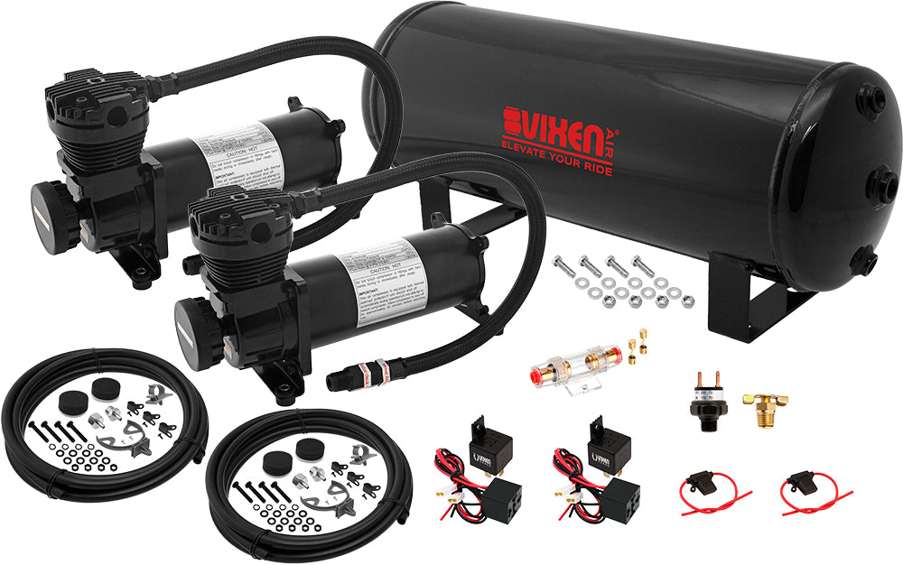 VIXEN AIR VXO4831DB 3 GALLON STEEL AIR TANK WITH DUAL 200 PSI AIR COMPRESSOR ONBOARD AIR SYSTEM image 0