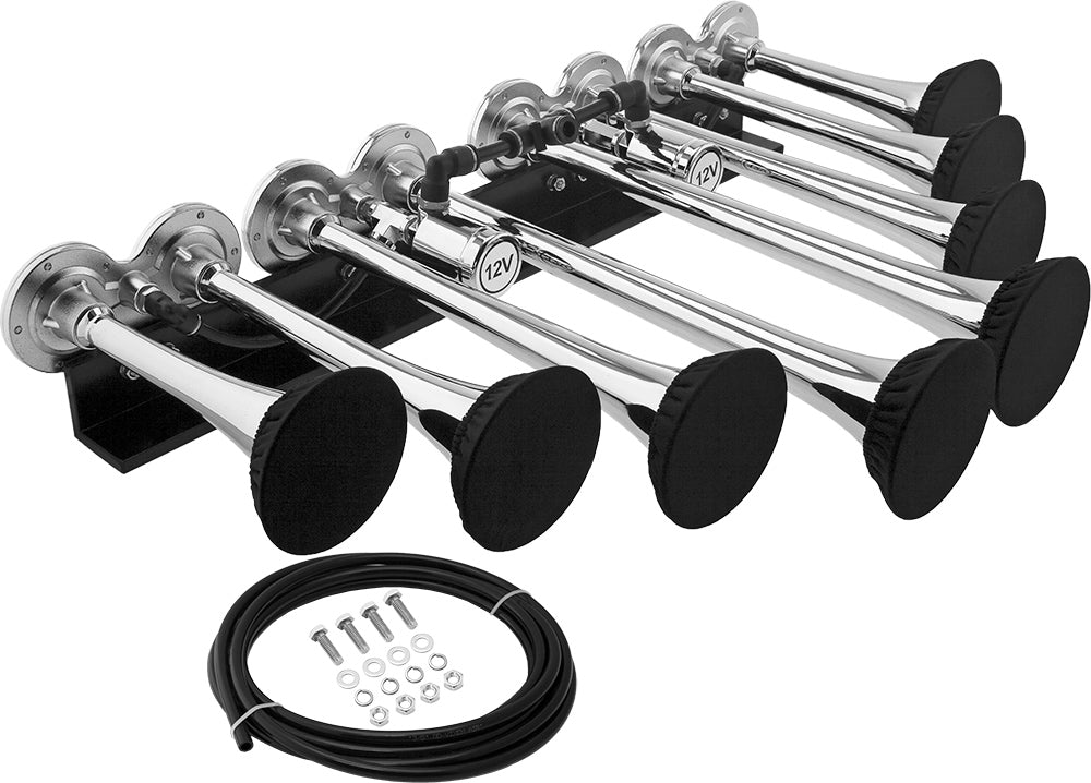 VIXEN HORNS OCTOPOD™ VXH8124XLC/P OCTO TRUMPET TRAIN AIR HORN WITH COVERS CHROME PLATED image 0