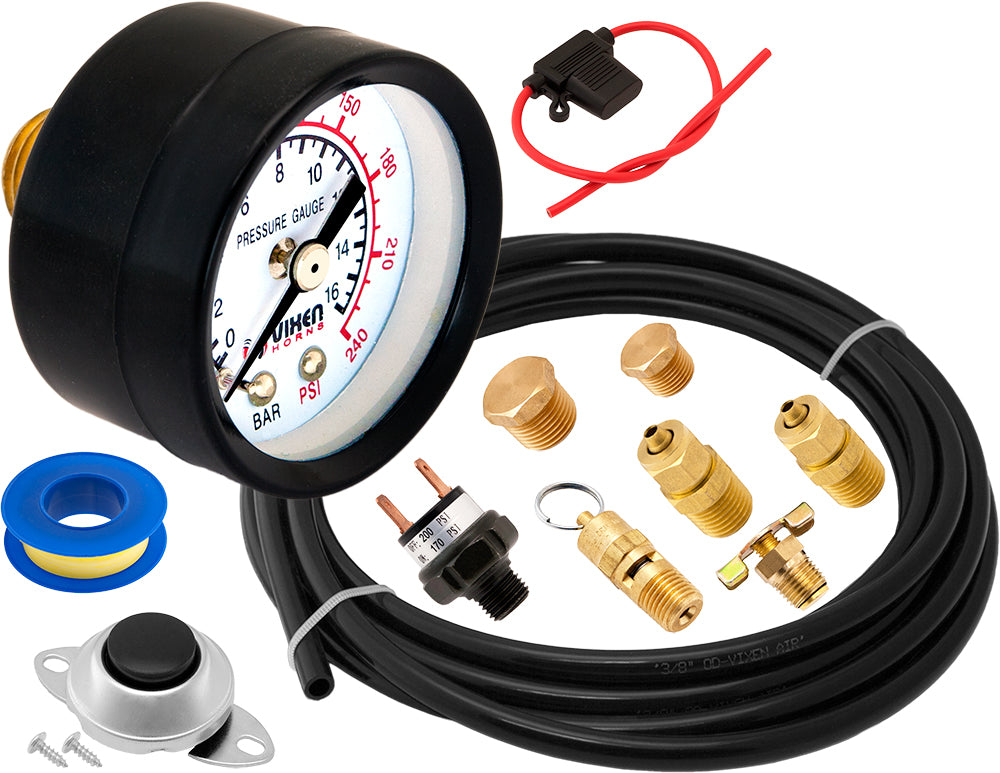 VIXEN HORNS VXO8330B/4124XB QUAD TRUMPET TRAIN AIR HORN BLACK WITH 3 GALLON TANK AND 200 PSI COMPRESSOR image 9