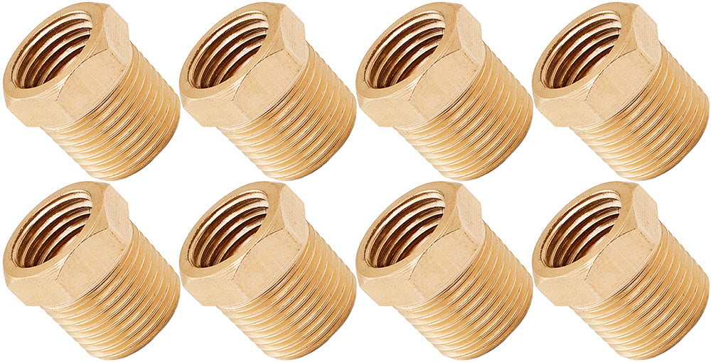 VIXEN HORNS VXA3814-8 3/8" NPT MALE TO 1/4" NPT FEMALE BRASS THREAD REDUCER FITTING (8 PACK) image 0