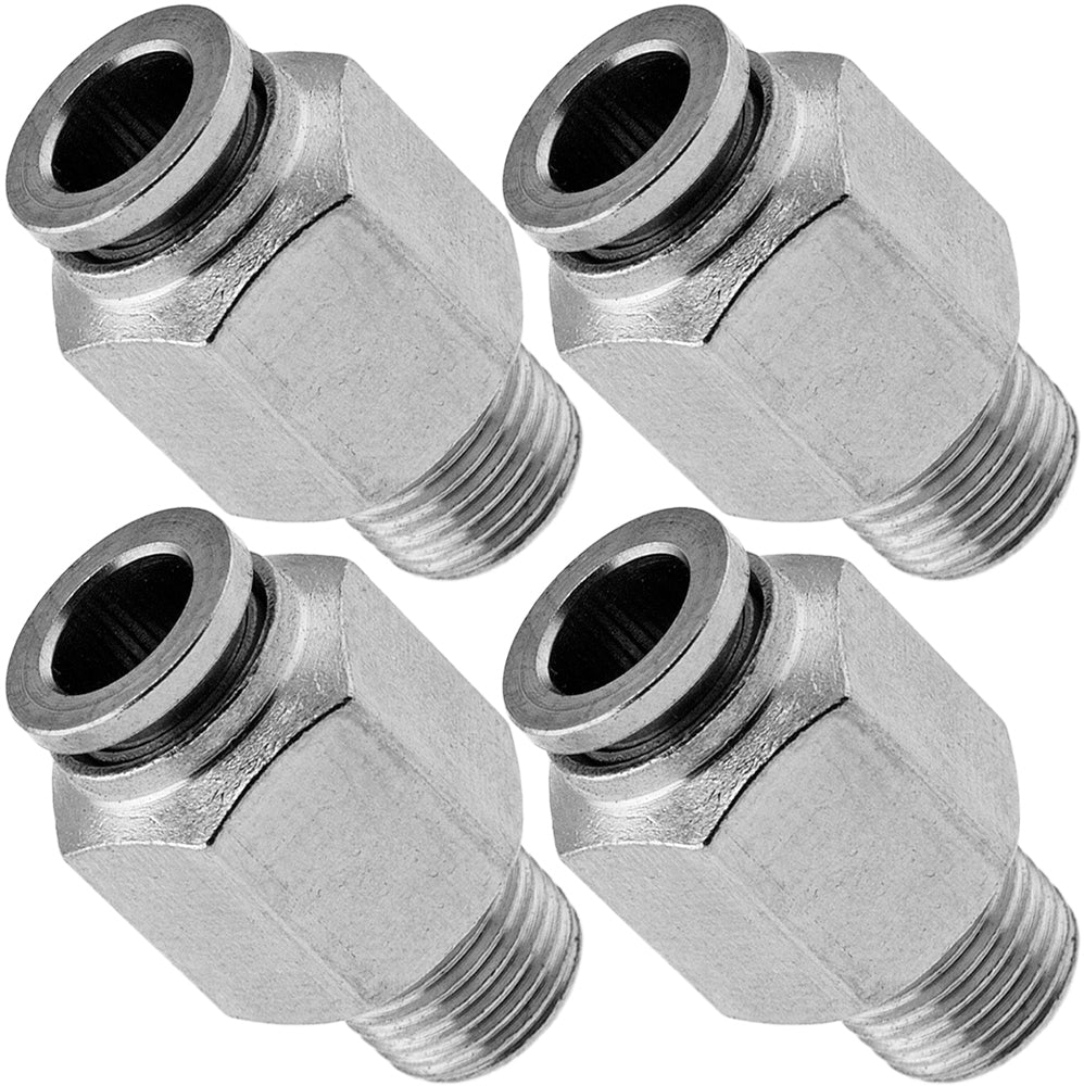 VIXEN AIR VXA7181-4 1/8″ NPT MALE TO PUSH TO CONNECT (PTC) FOR 1/4″ OD HOSE STRAIGHT PNEUMATIC FITTING (4 PACK) image 0