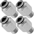 VIXEN AIR VXA7181-4 1/8″ NPT MALE TO PUSH TO CONNECT (PTC) FOR 1/4″ OD HOSE STRAIGHT PNEUMATIC FITTING (4 PACK) image 0