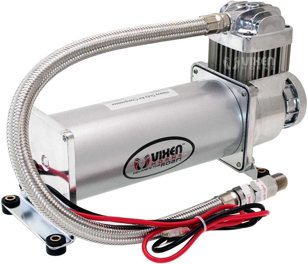 VIXEN HORNS VXO8330APRO/4318C QUAD TRUMPET TRAIN AIR HORN CHROME PLATED WITH 3 GALLON ALUMINUM TANK AND 200 PSI COMPRESSOR image 6