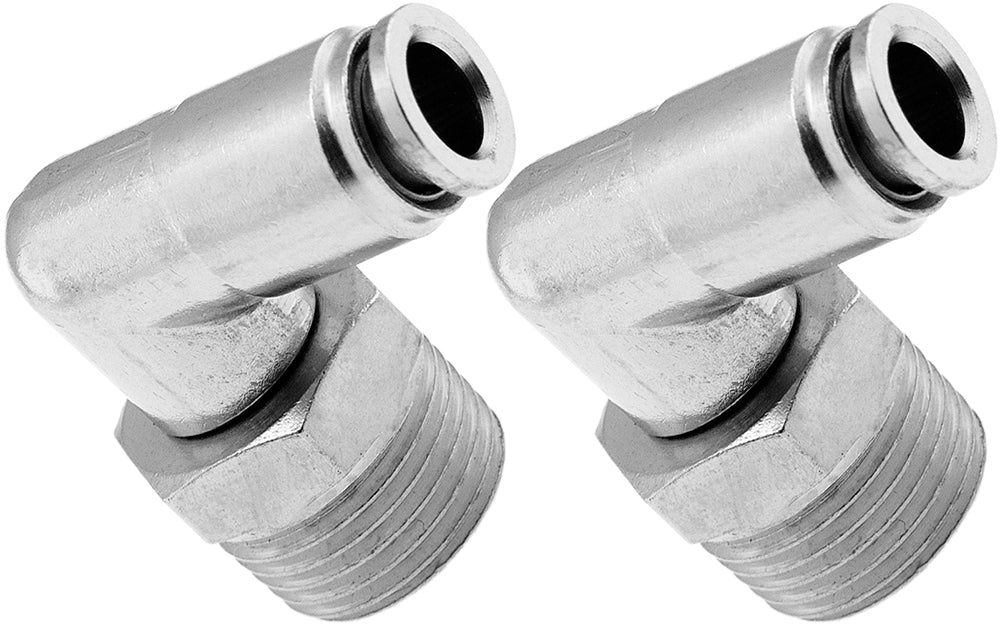 VIXEN AIR VXA2324-2 3/8" NPT MALE TO PUSH TO CONNECT (PTC) FOR 1/4" OD HOSE SWIVEL ELBOW (2 PACK) image 0