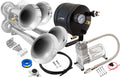 VIXEN HORNS VXO8705/4114 QUAD TRUMPET TRAIN AIR HORN CHROME PLATED WITH 0.5 GALLON TANK AND 150 PSI COMPRESSOR image 0