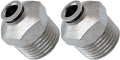 VIXEN AIR VXA7124-2 1/2″ NPT MALE TO PUSH TO CONNECT (PTC) FOR 1/4″ OD HOSE STRAIGHT PNEUMATIC FITTING (2 PACK) image 0