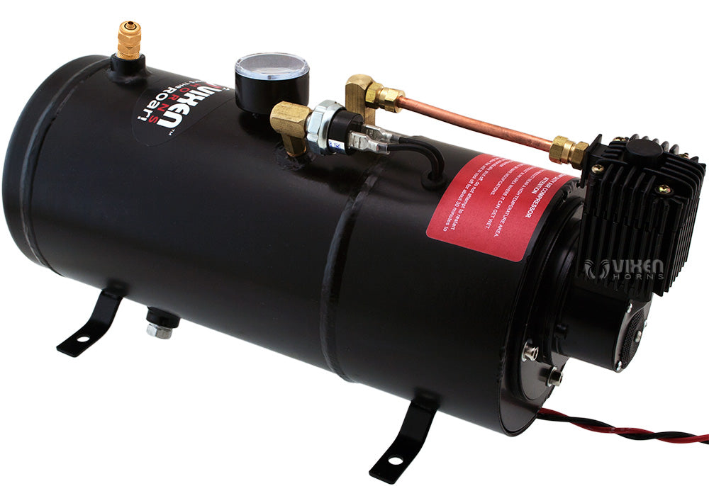 VIXEN HORNS VXO8210/4124B QUAD TRUMPET TRAIN AIR HORN BLACK WITH 1 GALLON TANK AND 150 PSI COMPRESSOR image 2