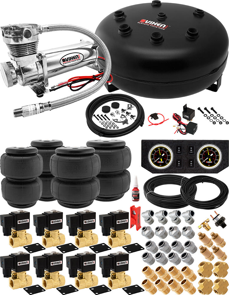 VIXEN AIR VXX1209PB/4840C AIR SUSPENSION KIT FOR TRUCK/CAR BAG/AIR RIDE/SPRING. ON BOARD SYSTEM, 200PSI COMPRESSOR, 4 GALLON TANK image 0