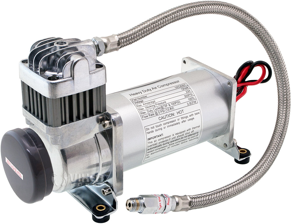 VIXEN HORNS VXO8325/3114B TRIPLE TRUMPET TRAIN AIR HORN BLACK WITH 2.5 GALLON TANK AND 200 PSI COMPRESSOR image 4