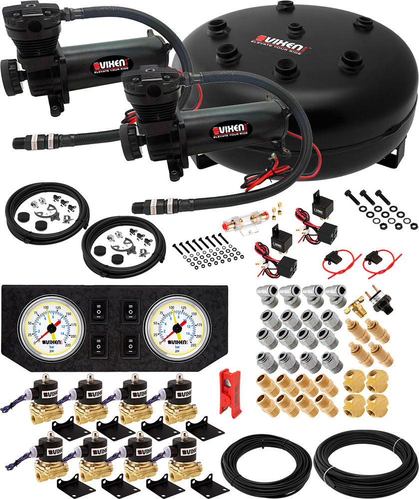 VIXEN AIR VXX3804GW/4840DB AIR SUSPENSION KIT FOR TRUCK/CAR BAG/AIR RIDE/SPRING. ON BOARD SYSTEM, DUAL 200PSI COMPRESSOR, 4 GALLON TANK image 0