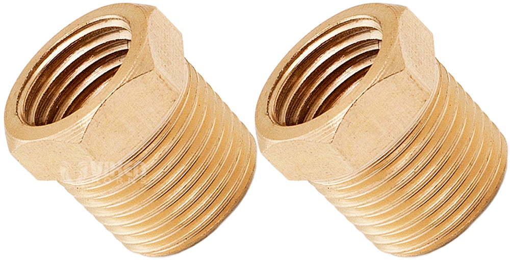 VIXEN HORNS VXA3814-2 3/8" NPT MALE TO 1/4" NPT FEMALE BRASS THREAD REDUCER FITTING (2 PACK) image 0