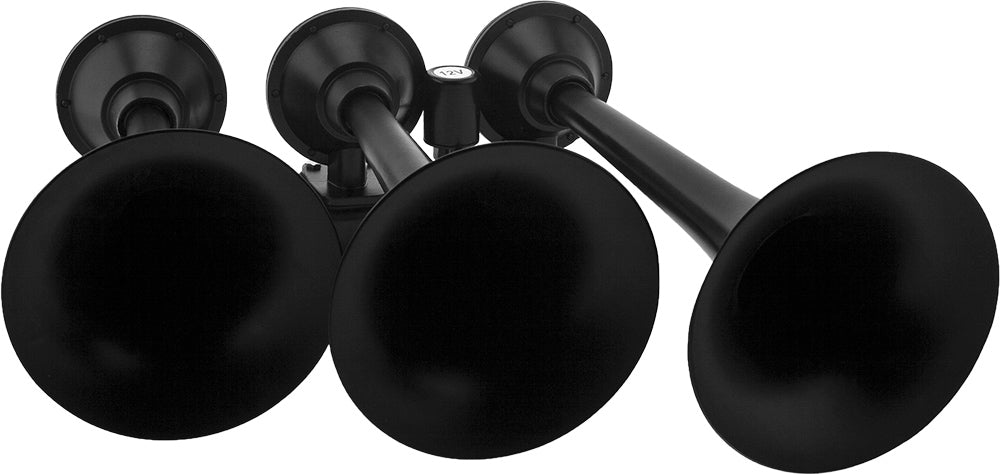 VIXEN HORNS VXO8330/3418B TRIPLE TRUMPET TRAIN AIR HORN BLACK WITH 3 GALLON TANK AND 200 PSI COMPRESSOR image 3