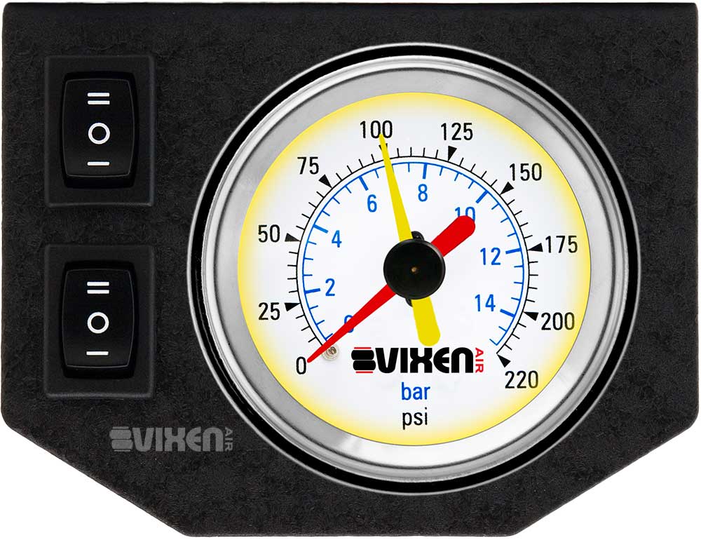 VIXEN AIR VXF1G4012W 1/2" NPT ELECTRIC AIR VALVE (SOLENOID) 250PSI 12V (4-PACK) WITH 1 DUAL NEEDLE GAUGE/2 SWITCH DASH PANEL KIT WHITE image 3