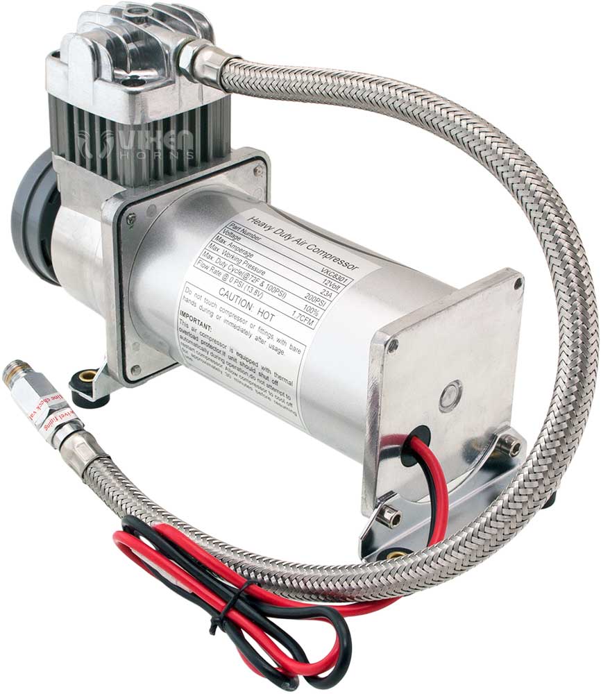 VIXEN HORNS VXO8325/3311B TRIPLE TRUMPET TRAIN AIR HORN BLACK WITH 2.5 GALLON TANK AND 200 PSI COMPRESSOR image 6