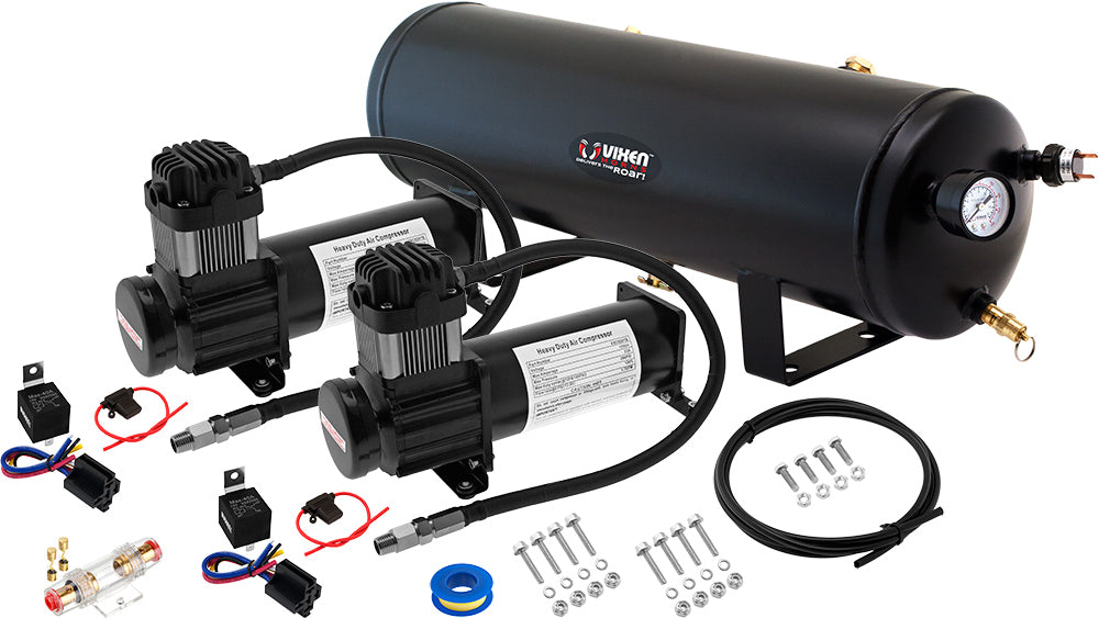 VIXEN HORNS VXO8330BDP 3 GALLON AIR TANK WITH DUAL 200 PSI AIR COMPRESSOR ONBOARD AIR SYSTEM image 0