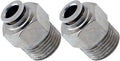 VIXEN AIR VXA7381-2 3/8″ NPT MALE TO PUSH TO CONNECT (PTC) FOR 1/4″ OD HOSE STRAIGHT PNEUMATIC FITTING (2 PACK) image 0