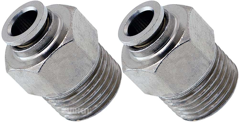 VIXEN AIR VXA7381-2 3/8″ NPT MALE TO PUSH TO CONNECT (PTC) FOR 1/4″ OD HOSE STRAIGHT PNEUMATIC FITTING (2 PACK) image 0