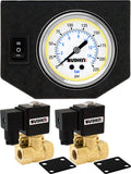VIXEN AIR VXF0G4038W 3/8" NPT ELECTRIC AIR VALVE (SOLENOID) 250PSI 12V (2-PACK) WITH 1 SINGLE NEEDLE GAUGE/1 SWITCH DASH PANEL KIT WHITE image 0
