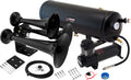 VIXEN HORNS VXO8330B/3318XB TRIPLE TRUMPET ABS TRAIN AIR HORN BLACK WITH 3 GALLON TANK AND 200 PSI COMPRESSOR image 0