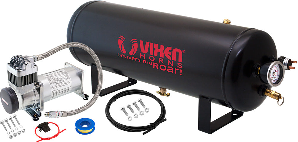 VIXEN HORNS VXO8325 2.5 GALLON AIR TANK WITH 200 PSI AIR COMPRESSOR ONBOARD AIR SYSTEM image 0