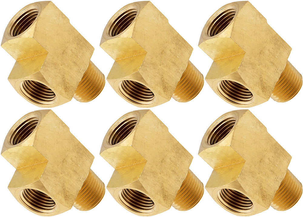 VIXEN HORNS VXA7612-6 1/2" NPT MALE (1) X 1/2" NPT FEMALE (2) TEE BRASS FITTING (6 PACK) image 0