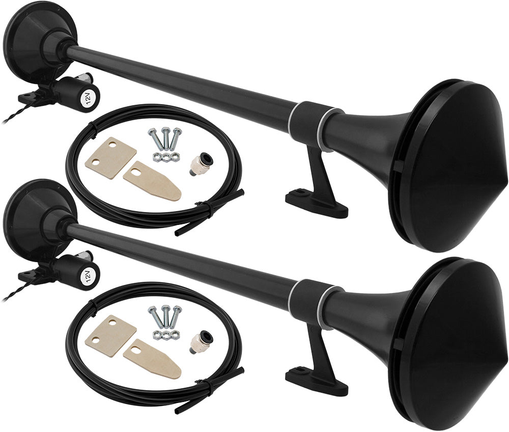 VIXEN HORNS VXH1168BX2 SEMI TRUCK SINGLE AIR HORN BLACK (DUAL PACK) image 0