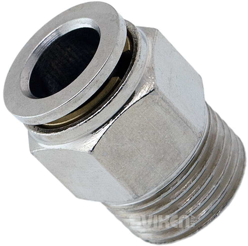 VIXEN AIR VXA7383-4 3/8″ NPT MALE TO PUSH TO CONNECT (PTC) FOR 3/8″ OD HOSE STRAIGHT PNEUMATIC FITTING (4 PACK) image 1