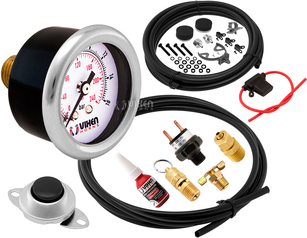 VIXEN HORNS VXO8330APRO/3114B TRIPLE TRUMPET TRAIN AIR HORN BLACK WITH 3 GALLON ALUMINUM TANK AND 200 PSI COMPRESSOR image 9