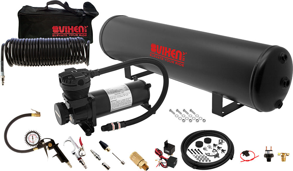 VIXEN AIR VXO4852BI 5 GALLON STEEL AIR TANK WITH 200 PSI AIR COMPRESSOR AND TIRE INFLATION KIT ONBOARD AIR SYSTEM image 0