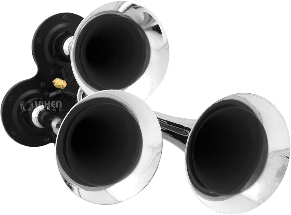 VIXEN HORNS VXO8315/3311C TRIPLE TRUMPET TRAIN AIR HORN CHROME PLATED WITH 1.5 GALLON TANK AND 200 PSI COMPRESSOR image 3