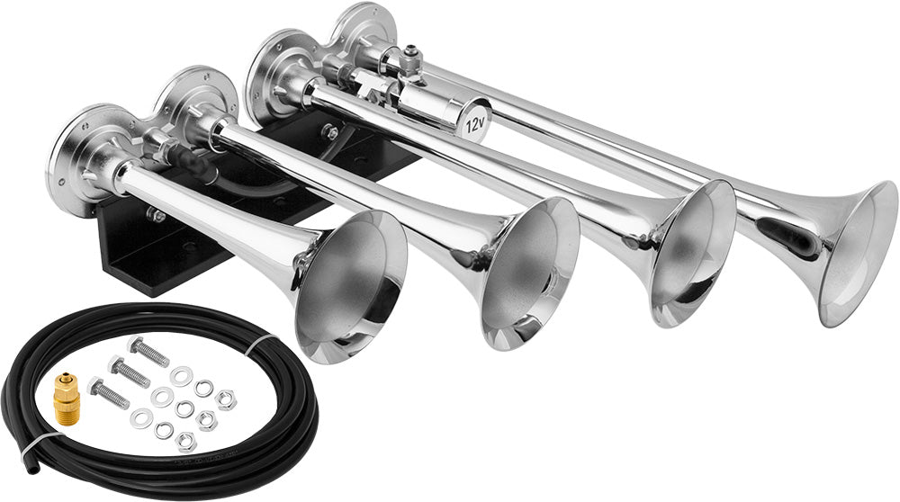 VIXEN HORNS VXH4124XLC FOUR TRUMPET TRAIN AIR HORN XLONG CHROME PLATED image 0