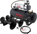 VIXEN HORNS VXO8580/3418B TRIPLE TRUMPET TRAIN AIR HORN BLACK WITH 2.5 GALLON TANK AND 200 PSI COMPRESSOR image 0