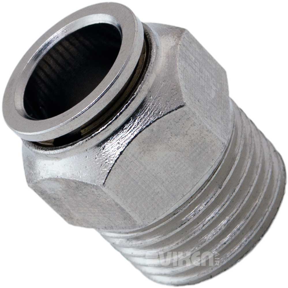 VIXEN AIR VXA7121-4 1/2″ NPT MALE TO PUSH TO CONNECT (PTC) FOR 1/2″ OD HOSE STRAIGHT PNEUMATIC FITTING (4 PACK) image 1