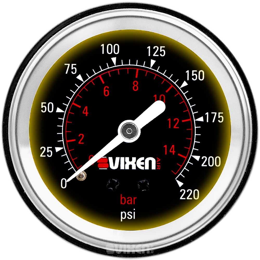 VIXEN AIR VXA7212LB 2" SINGLE NEEDLE AIR PRESSURE GAUGE BLACK image 0