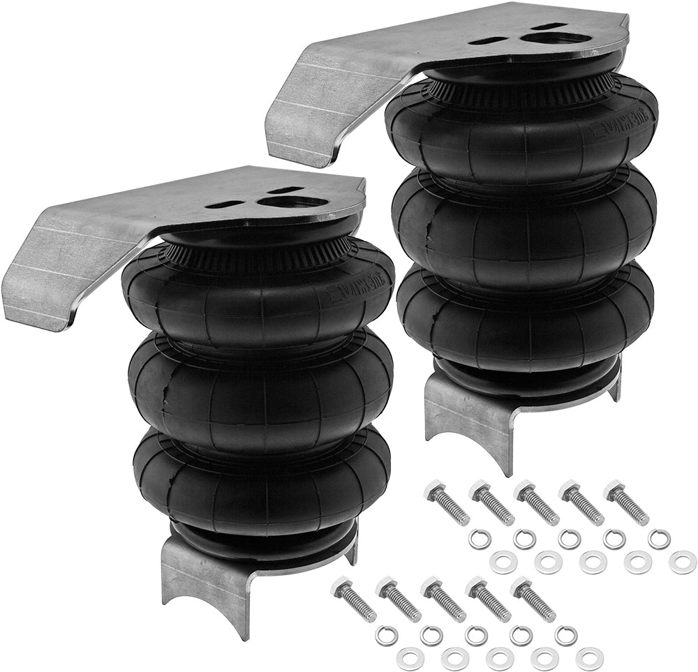 VIXEN AIR VXD2600TDP/BB 1/2" NPT SINGLE AIR PORT TRIPLE BELLOW SUSPENSION AIR SPRING/AIR BAG WITH UNIVERSAL BRACKETS DUAL PACK image 0