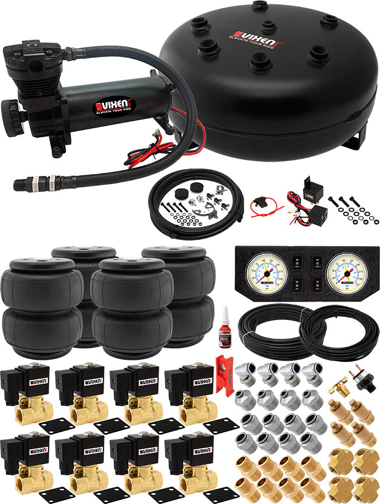 VIXEN AIR VXX1209FW/4840B AIR SUSPENSION KIT FOR TRUCK/CAR BAG/AIR RIDE/SPRING. ON BOARD SYSTEM, 200PSI COMPRESSOR, 4 GALLON TANK image 0