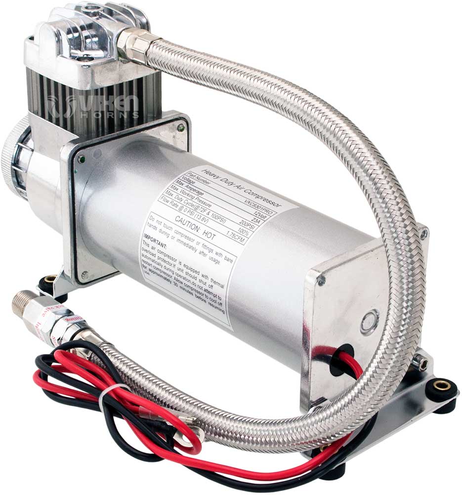 VIXEN HORNS VXO8341PRO/4318C2 DUAL QUAD TRUMPET TRAIN AIR HORN CHROME PLATED WITH 4 GALLON TANK AND 200 PSI COMPRESSOR image 6