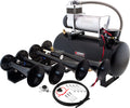 VIXEN HORNS VXO8560/4124B QUAD TRUMPET TRAIN AIR HORN BLACK WITH 2 GALLON TANK AND 150 PSI COMPRESSOR image 0