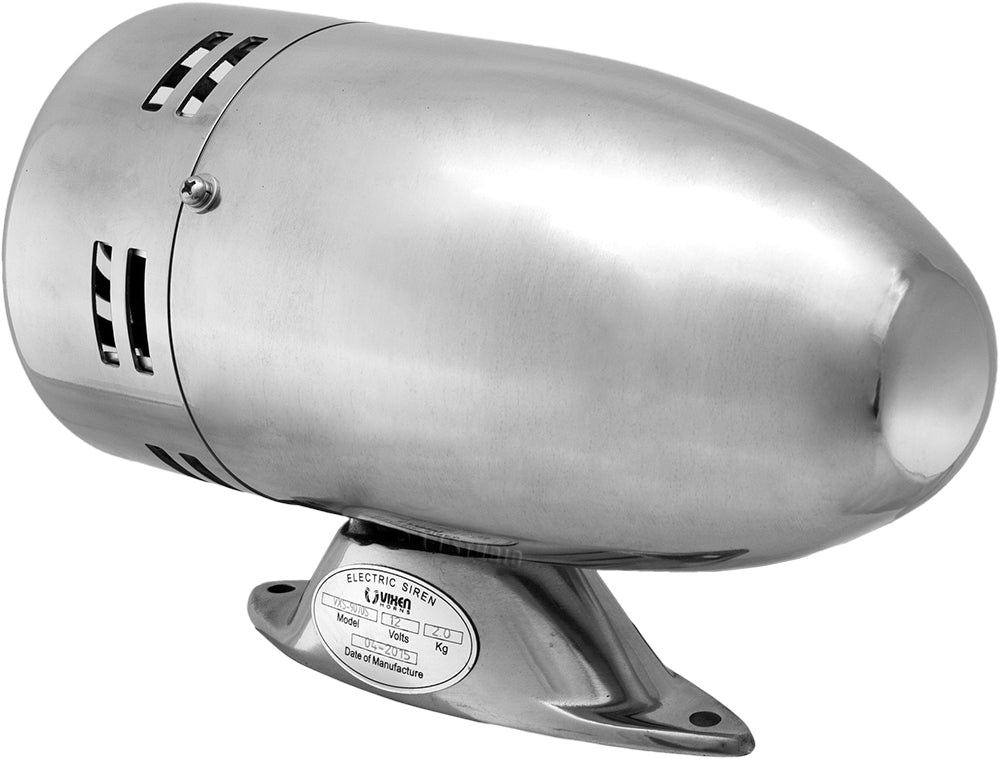 VIXEN HORNS VXS-9070S OLD FASHION MOTOR DRIVEN STAINLESS STEEL SIREN CHROME COLOR image 1
