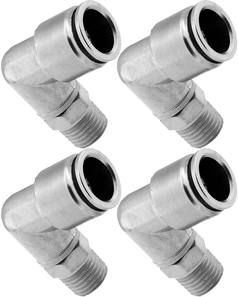 VIXEN AIR VXA2421-4 1/4" NPT MALE TO PUSH TO CONNECT (PTC) FOR 1/2" OD HOSE SWIVEL ELBOW (4 PACK) image 0