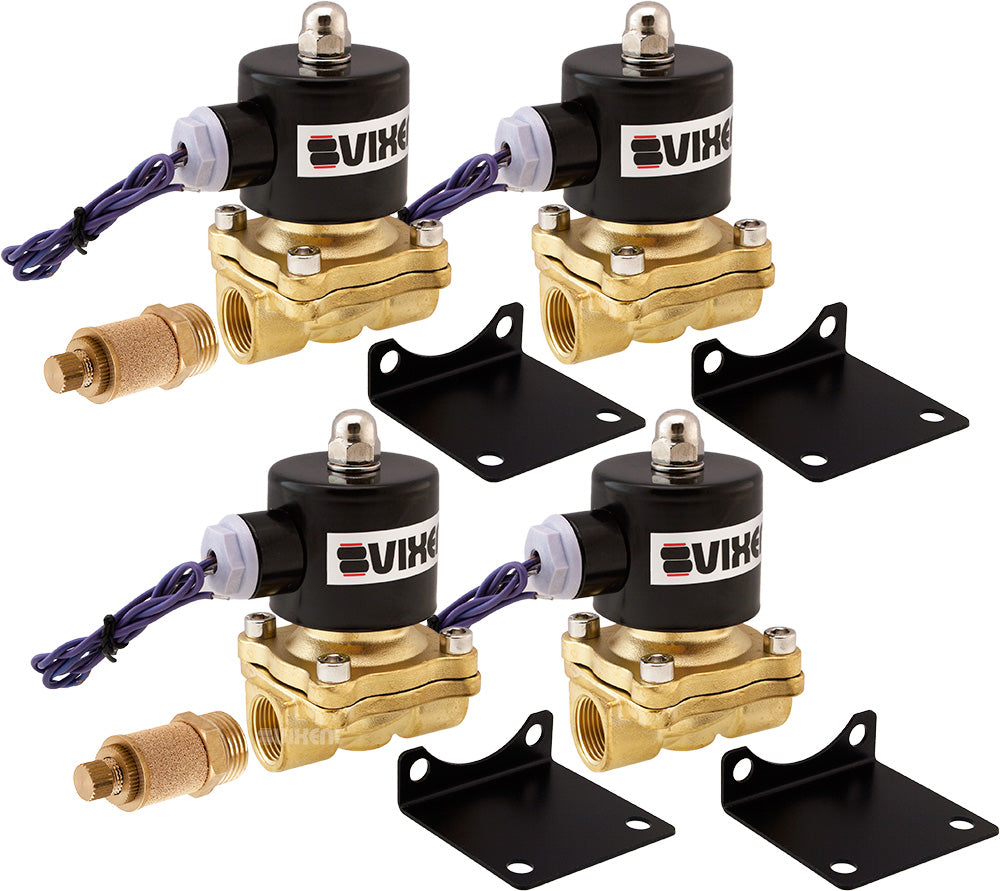 VIXEN AIR VXF2012M-4 12V 1/2" NPT HIGH FLOW ELECTRIC AIR VALVE (4-PACK) WITH TWO 1/2" FLOW/DUMP CONTROL VALVE image 0