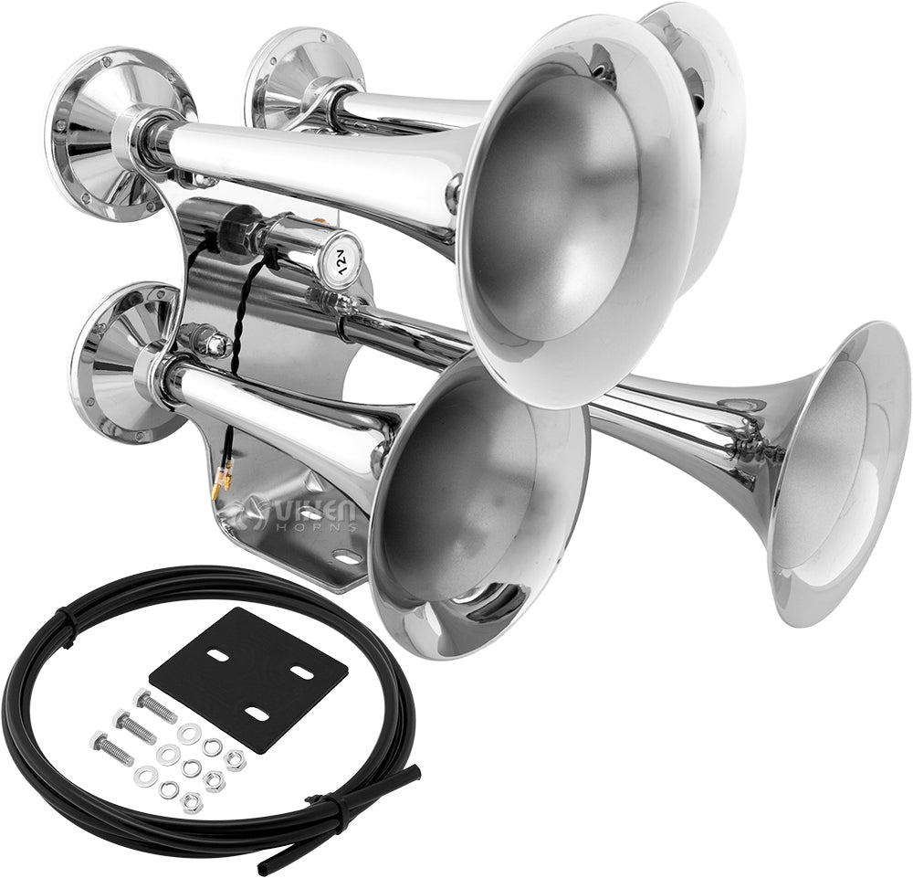 VIXEN HORNS VXH4318 FOUR TRUMPET TRAIN AIR HORN CHROME PLATED