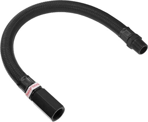 VIXEN AIR VXA7338B STAINLESS STEEL BRAIDED LEADER HOSE EXTENSION 3/8" FEMALE TO 3/8" MALE NPT 12" BLACK image 0