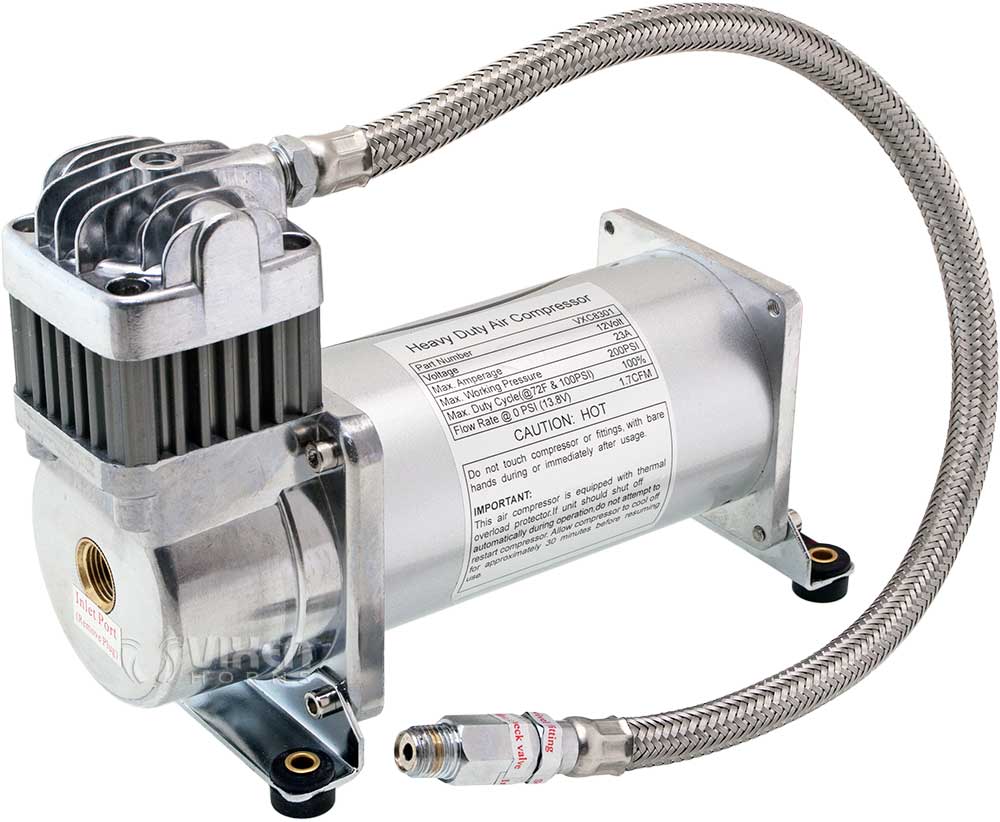 VIXEN HORNS VXO8325/4124C QUAD TRUMPET TRAIN AIR HORN CHROME PLATED WITH 2.5 GALLON TANK AND 200 PSI COMPRESSOR image 5
