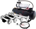 VIXEN HORNS VXO8580/4124C QUAD TRUMPET TRAIN AIR HORN CHROME PLATED WITH 2.5 GALLON TANK AND 200 PSI COMPRESSOR image 0