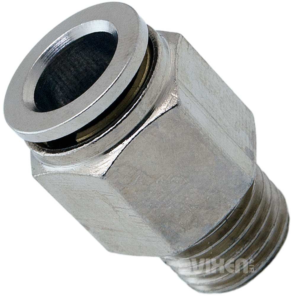 VIXEN AIR VXA7148-6 1/4″ NPT MALE TO PUSH TO CONNECT (PTC) FOR 3/8″ OD HOSE STRAIGHT PNEUMATIC FITTING (6 PACK) image 1