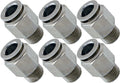 VIXEN AIR VXA7148-6 1/4″ NPT MALE TO PUSH TO CONNECT (PTC) FOR 3/8″ OD HOSE STRAIGHT PNEUMATIC FITTING (6 PACK) image 0