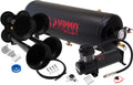 VIXEN HORNS VXO8325B/4114B QUAD TRUMPET TRAIN AIR HORN BLACK WITH 2.5 GALLON TANK AND 200 PSI COMPRESSOR image 0